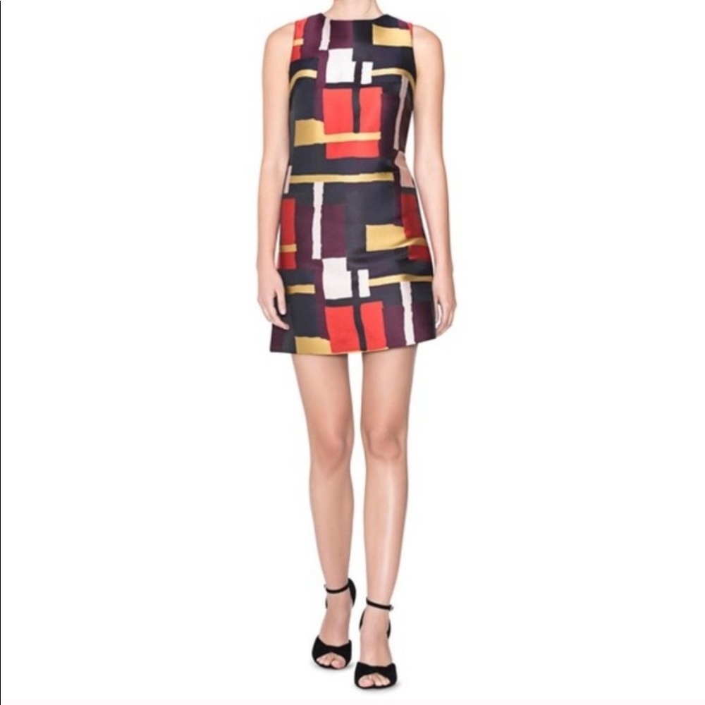 Alice + Olivia Clyde Painted Grid Shift Dress 6